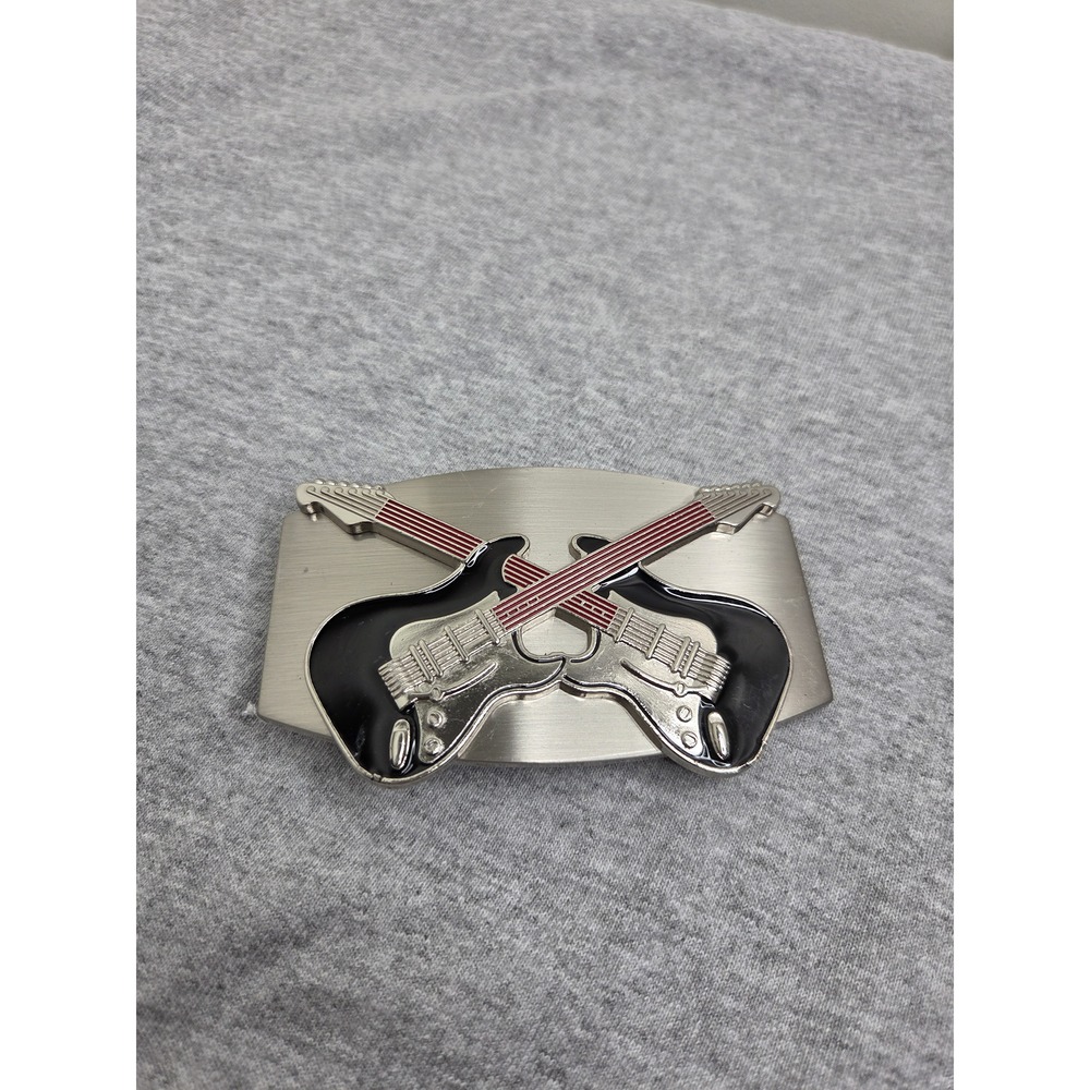 Double Fender Electric Guitar 3D Belt Buckle Music Rock